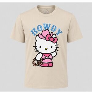 Hello Kitty Sanrio Howdy Cowgirl Graphic Tee Sandstone‎ Beige Large 2MHK0311 NEW